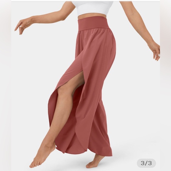 HALARA Pants - Breezeful™ High Waisted Back Waistband Pocket Palazzo Flowy Split Wide Leg Quick